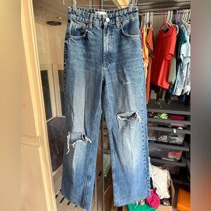 Zara Women’s Relaxed Blue Distressed Jeans